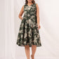 Janasya Dark Cotton Floral Tiered Dress | Swadesiicart
