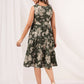 Janasya Dark Cotton Floral Tiered Dress | Swadesiicart