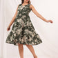 Janasya Dark Cotton Floral Tiered Dress | Swadesiicart