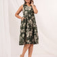 Janasya Dark Cotton Floral Tiered Dress | Swadesiicart
