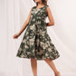 Janasya Dark Cotton Floral Tiered Dress | Swadesiicart