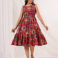 Janasya Bright Cotton Floral Fit & Flare Dress | Swadesiicart