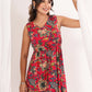 Janasya Bright Cotton Floral Fit & Flare Dress | Swadesiicart