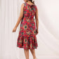 Janasya Bright Cotton Floral Fit & Flare Dress | Swadesiicart