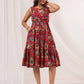 Janasya Bright Cotton Floral Fit & Flare Dress | Swadesiicart