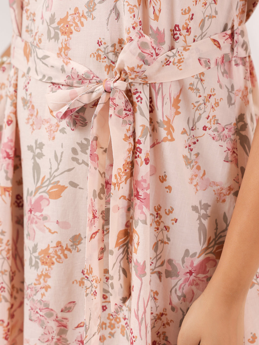 Janasya Light Cotton Floral A-Line Dress | Swadesiicart