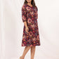 Janasya Dark Cotton Floral A-Line Dress | Swadesiicart