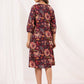 Janasya Dark Cotton Floral A-Line Dress | Swadesiicart