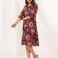 Janasya Dark Cotton Floral A-Line Dress | Swadesiicart