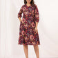 Janasya Dark Cotton Floral A-Line Dress | Swadesiicart