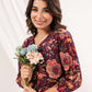 Janasya Dark Cotton Floral A-Line Dress | Swadesiicart