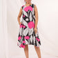 Janasya Dark Cotton Floral Handkerchief Dress | Swadesiicart