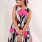 Janasya Dark Cotton Floral Handkerchief Dress | Swadesiicart