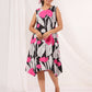Janasya Dark Cotton Floral Handkerchief Dress | Swadesiicart
