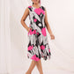 Janasya Dark Cotton Floral Handkerchief Dress | Swadesiicart