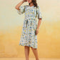 Janasya Light Cotton Floral A-Line Dress | Swadesiicart