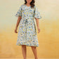 Janasya Light Cotton Floral A-Line Dress | Swadesiicart