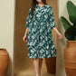 Janasya Dark Cotton Floral Fit & Flare Dress | Swadesiicart