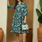 Janasya Dark Cotton Floral Fit & Flare Dress | Swadesiicart