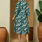 Janasya Dark Cotton Floral Fit & Flare Dress | Swadesiicart