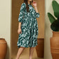 Janasya Dark Cotton Floral Fit & Flare Dress | Swadesiicart
