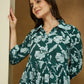 Janasya Dark Cotton Floral Fit & Flare Dress | Swadesiicart