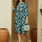 Janasya Dark Cotton Floral Fit & Flare Dress | Swadesiicart