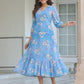Janasya Light Georgette Floral A-Line Dress | Swadesiicart