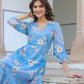 Janasya Light Georgette Floral A-Line Dress | Swadesiicart
