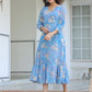 Janasya Light Georgette Floral A-Line Dress | Swadesiicart