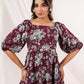 Janasya Dark Cotton Floral Tiered Dress | Swadesiicart