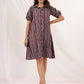 Janasya Dark Cotton Striped A-Line Dress | Swadesiicart