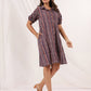 Janasya Dark Cotton Striped A-Line Dress | Swadesiicart