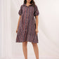 Janasya Dark Cotton Striped A-Line Dress | Swadesiicart