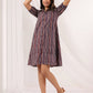 Janasya Dark Cotton Striped A-Line Dress | Swadesiicart
