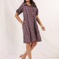 Janasya Dark Cotton Striped A-Line Dress | Swadesiicart