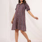 Janasya Dark Cotton Striped A-Line Dress | Swadesiicart
