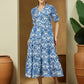Janasya Bright Flex Ikkat Tiered Dress | Swadesiicart