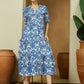 Janasya Bright Flex Ikkat Tiered Dress | Swadesiicart