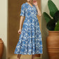 Janasya Bright Flex Ikkat Tiered Dress | Swadesiicart