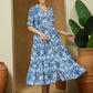 Janasya Bright Flex Ikkat Tiered Dress | Swadesiicart