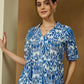 Janasya Bright Flex Ikkat Tiered Dress | Swadesiicart