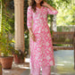Janasya Light Cotton Floral Straight Kurta Set | Swadesiicart