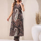 Janasya Dark Cotton Paisley Straight Kurta Set | Swadesiicart