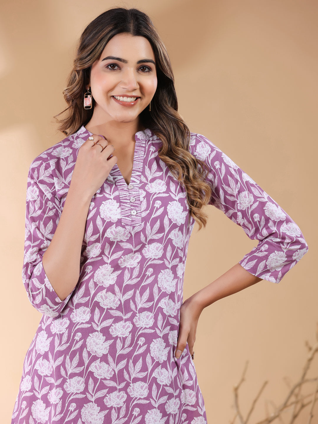 Janasya Light Cotton Floral Straight Kurta Set | Swadesiicart
