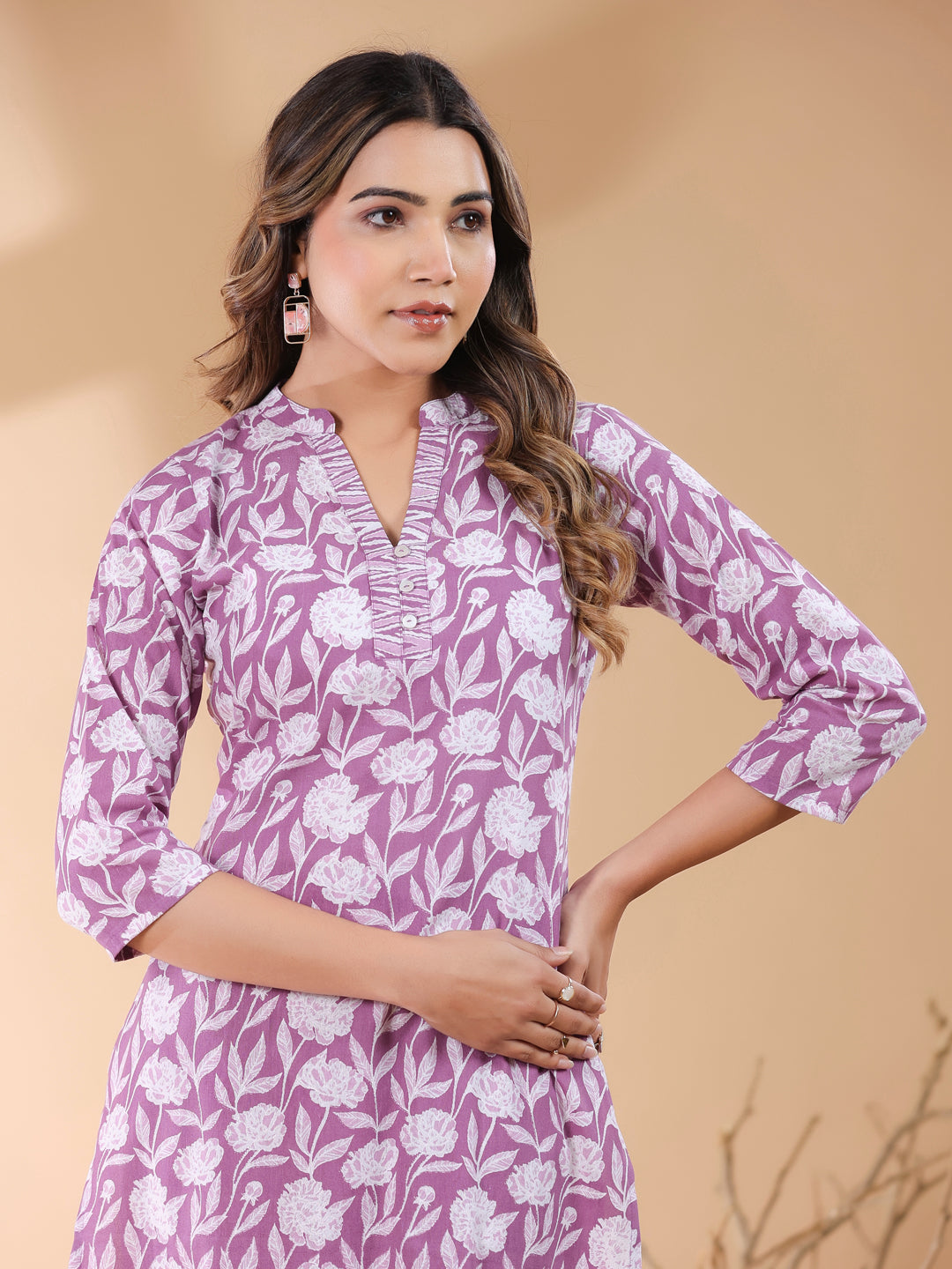 Janasya Light Cotton Floral Straight Kurta Set | Swadesiicart