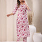 Janasya Light Cotton Floral Straight Kurta Set | Swadesiicart