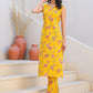 Janasya Bright Cotton Floral Straight Kurta Set | Swadesiicart