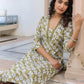 Janasya Dark Cotton Floral Straight Kurta Set | Swadesiicart