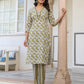 Janasya Dark Cotton Floral Straight Kurta Set | Swadesiicart